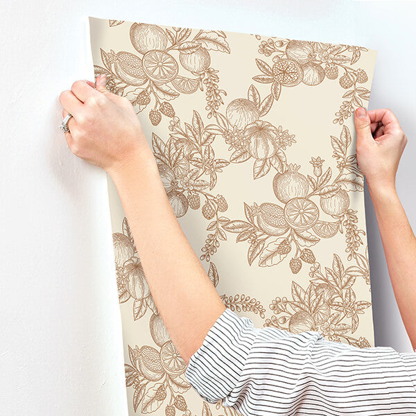 gerty-copper-fruit-toile-wallpaper-york-wallcoverings-4173-27638 - York Wallcoverings Wallpaper