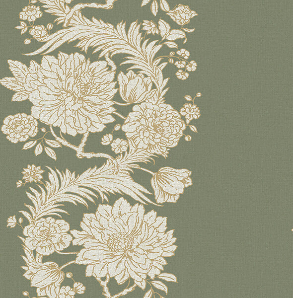 gisela-green-floral-columns-wallpaper-york-wallcoverings-4173-27639 - York Wallcoverings Wallpaper