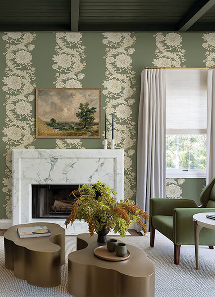 gisela-green-floral-columns-wallpaper-york-wallcoverings-4173-27639 - York Wallcoverings Wallpaper