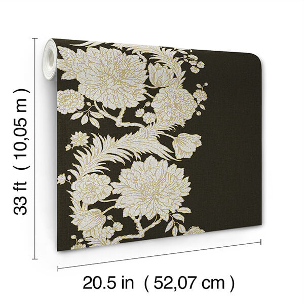 gisela-black-floral-columns-wallpaper-york-wallcoverings-4173-27641 - York Wallcoverings Wallpaper