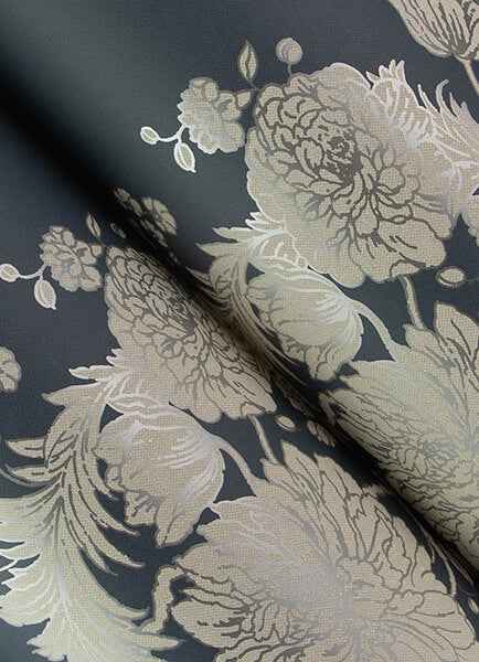 Gisela Blue Floral Columns Wallpaper - York Wallcoverings - 4173-27642 - York Wallcoverings Wallpaper