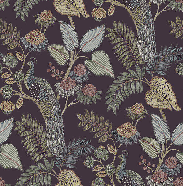 geneva-plum-peacock-paradise-wallpaper-york-wallcoverings-4173-27644 - York Wallcoverings Wallpaper