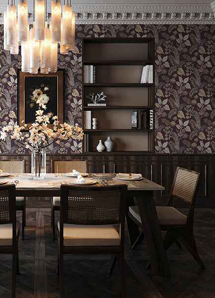 Geneva Plum Peacock Paradise Wallpaper - York Wallcoverings - 4173-27644 - York Wallcoverings Wallpaper