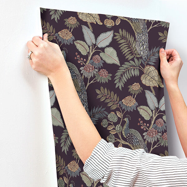 geneva-plum-peacock-paradise-wallpaper-york-wallcoverings-4173-27644 - York Wallcoverings Wallpaper
