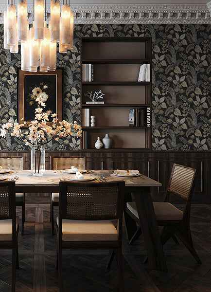 Geneva Black Peacock Paradise Wallpaper - York Wallcoverings - 4173-27646 - York Wallcoverings Wallpaper