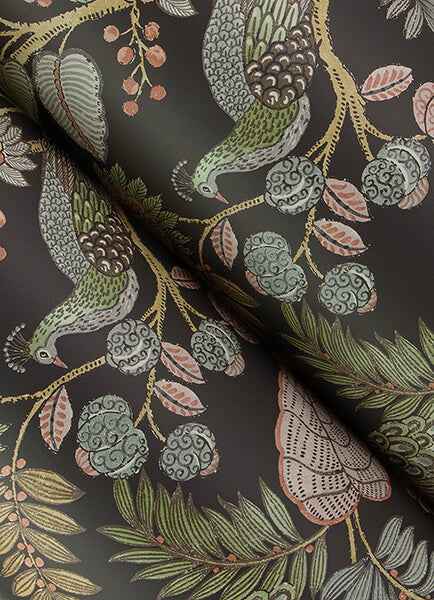 Geneva Chocolate Peacock Paradise Wallpaper - York Wallcoverings - 4173-27647 - York Wallcoverings Wallpaper