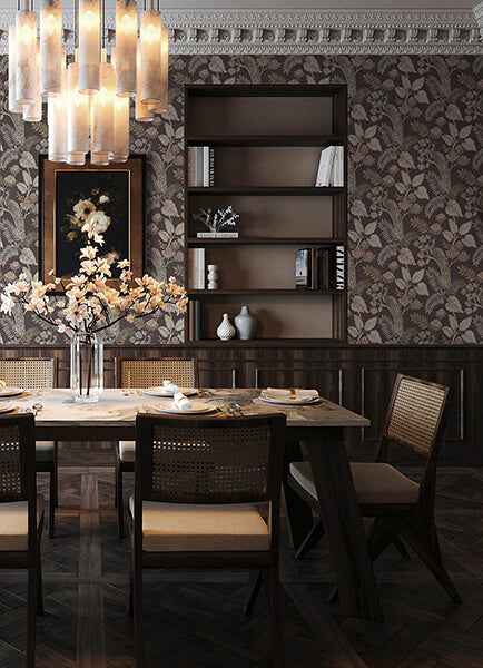 Geneva Chocolate Peacock Paradise Wallpaper - York Wallcoverings - 4173-27647