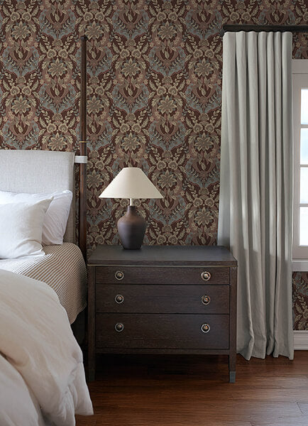 collins-plum-damask-wallpaper-york-wallcoverings-4173-27656 - York Wallcoverings Wallpaper