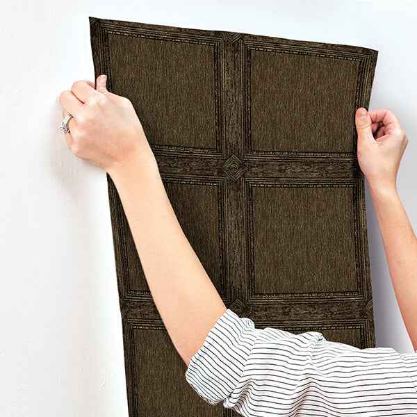 Moorland Dark Brown Wood Panel Wallpaper - York Wallcoverings - 4173-27659 - York Wallcoverings Wallpaper