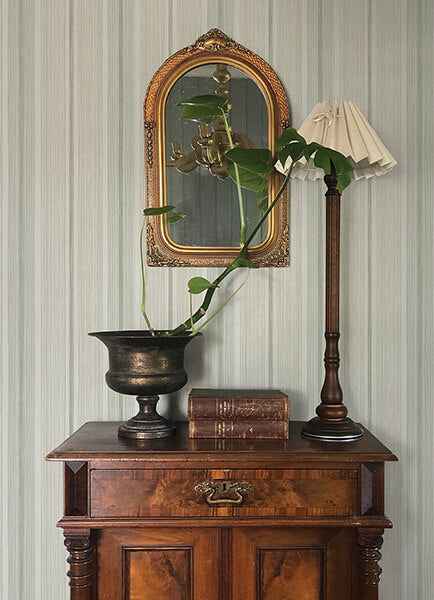 Ames Seafoam Linen Stripe Wallpaper - York Wallcoverings - 4173-27664 - York Wallcoverings Wallpaper