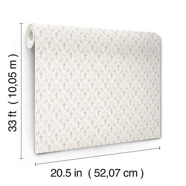 Tillie Taupe Diamond Floral Wallpaper - York Wallcoverings - 4173-27673 - York Wallcoverings Wallpaper