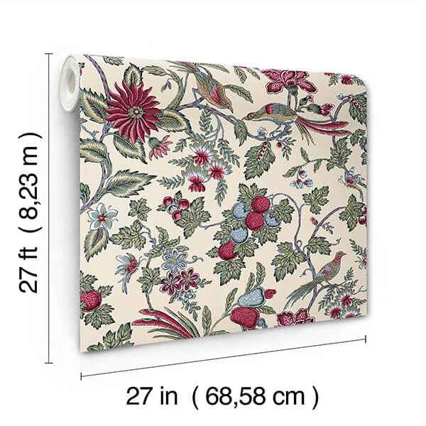 Parterre Raspberry Jacobean Wallpaper - York Wallcoverings - VP1312 - York Wallcoverings Wallpaper
