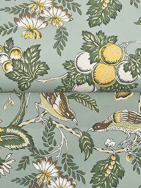 Parterre Light Blue Jacobean Wallpaper - York Wallcoverings - VP1315 - York Wallcoverings Wallpaper