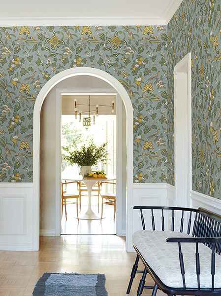 Parterre Light Blue Jacobean Wallpaper - York Wallcoverings - VP1315 - York Wallcoverings Wallpaper