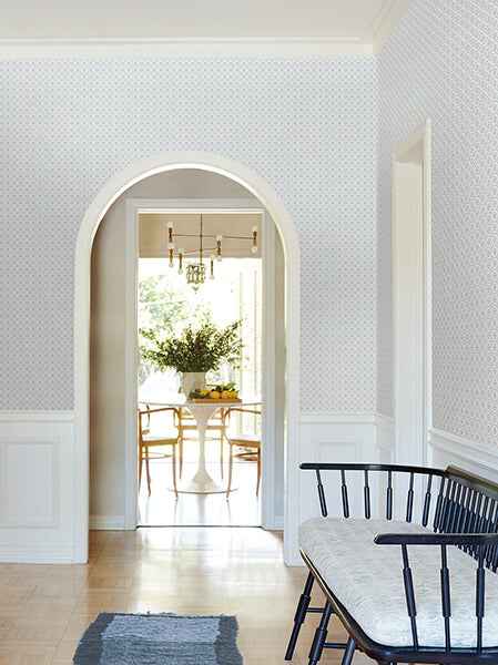 Priti Light Blue Floral Grid Wallpaper - York Wallcoverings - VP1331 - York Wallcoverings Wallpaper