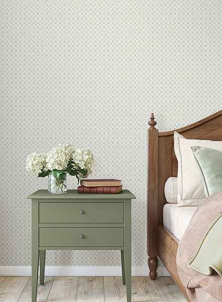 Priti Grey Floral Grid Wallpaper - York Wallcoverings - VP1334 - York Wallcoverings Wallpaper