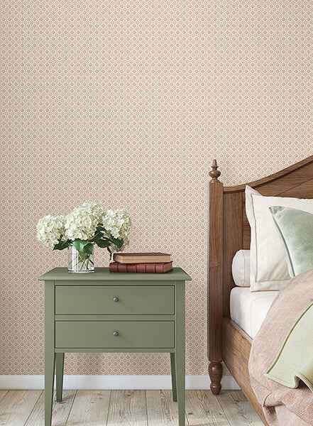 Priti Rose Floral Grid Wallpaper - York Wallcoverings - VP1335 - York Wallcoverings Wallpaper