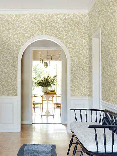 Rowen Honey Botanical Wallpaper - York Wallcoverings - VP1341 - York Wallcoverings Wallpaper