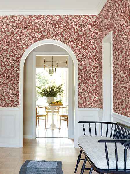 Rowen Ruby Botanical Wallpaper - York Wallcoverings - VP1342 - York Wallcoverings Wallpaper