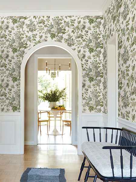 Beatrix Neutral Vintage Floral Wallpaper - York Wallcoverings - VP1353 - York Wallcoverings Wallpaper
