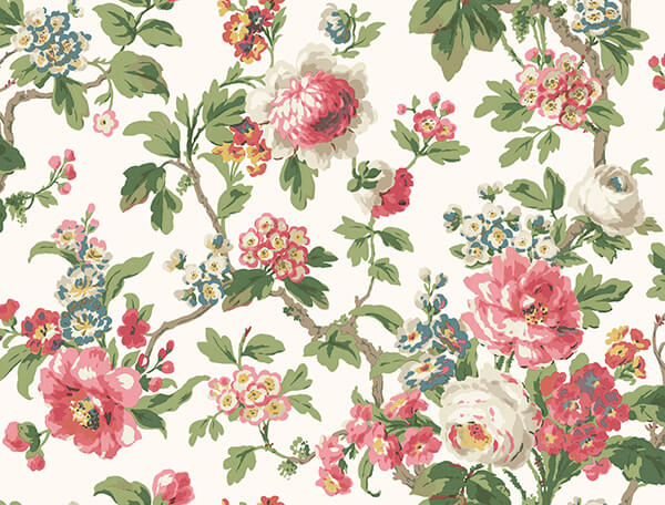 beatrix-fuchsia-vintage-floral-wallpaper-york-wallcoverings-vp1355 - York Wallcoverings Wallpaper