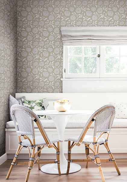 Chatsworth Garden Taupe Floral Trail Wallpaper - York Wallcoverings - VP1363 - York Wallcoverings Wallpaper