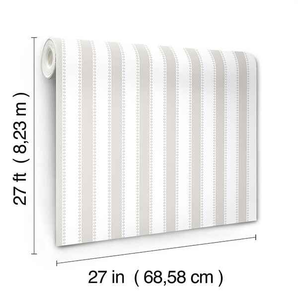 Tilford Light Grey Awning Stripe Wallpaper - York Wallcoverings - VP1373 - York Wallcoverings Wallpaper