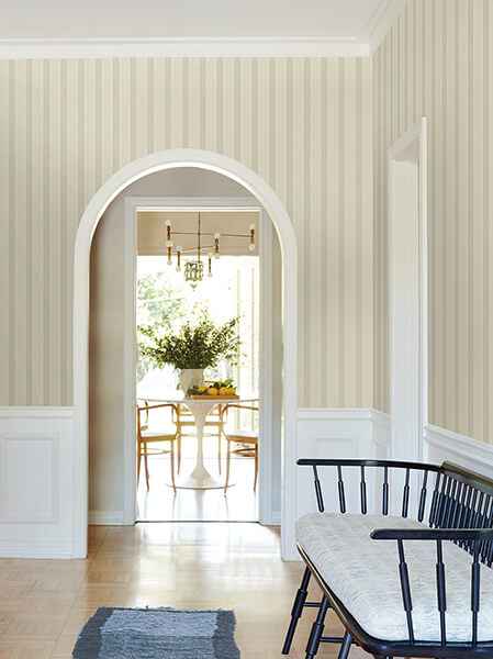 Tilford Neutral Awning Stripe Wallpaper - York Wallcoverings - VP1374 - York Wallcoverings Wallpaper