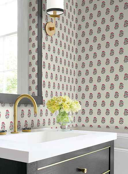 Sylvie Ruby Floral Wallpaper - York Wallcoverings - VP1381 - York Wallcoverings Wallpaper
