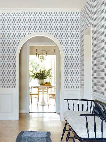 Sylvie Blue Floral Wallpaper - York Wallcoverings - VP1384 - York Wallcoverings Wallpaper