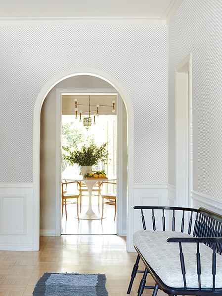 Brioni Light Blue Floral Stamp Wallpaper - York Wallcoverings - VP1391 - York Wallcoverings Wallpaper