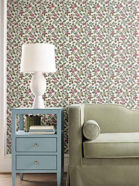 Framboise Merlot Berry Vines Wallpaper - York Wallcoverings - VP1411 - York Wallcoverings Wallpaper