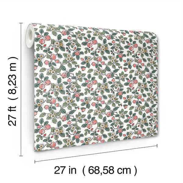 Framboise Pink Berry Vines Wallpaper - York Wallcoverings - VP1412 - York Wallcoverings Wallpaper