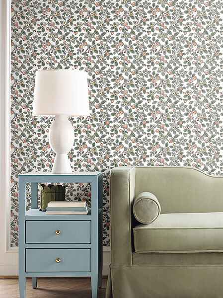 Framboise Blush Berry Vines Wallpaper - York Wallcoverings - VP1414 - York Wallcoverings Wallpaper