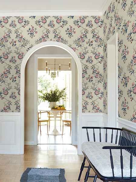 Genevieve Rose Floral Trail Wallpaper - York Wallcoverings - VP1424 - York Wallcoverings Wallpaper