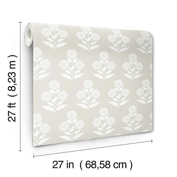 souci-beige-marigolds-wallpaper-york-wallcoverings-vp1433 - York Wallcoverings Wallpaper