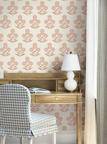 Souci Rose Marigolds Wallpaper - York Wallcoverings - VP1434