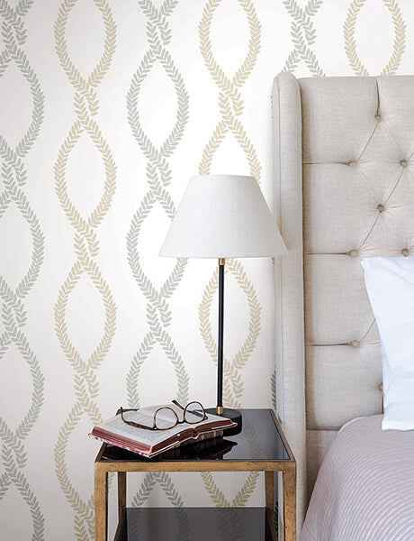 Laureate Neutral Vine Trellis Wallpaper - York Wallcoverings - VP1322 - York Wallcoverings Wallpaper