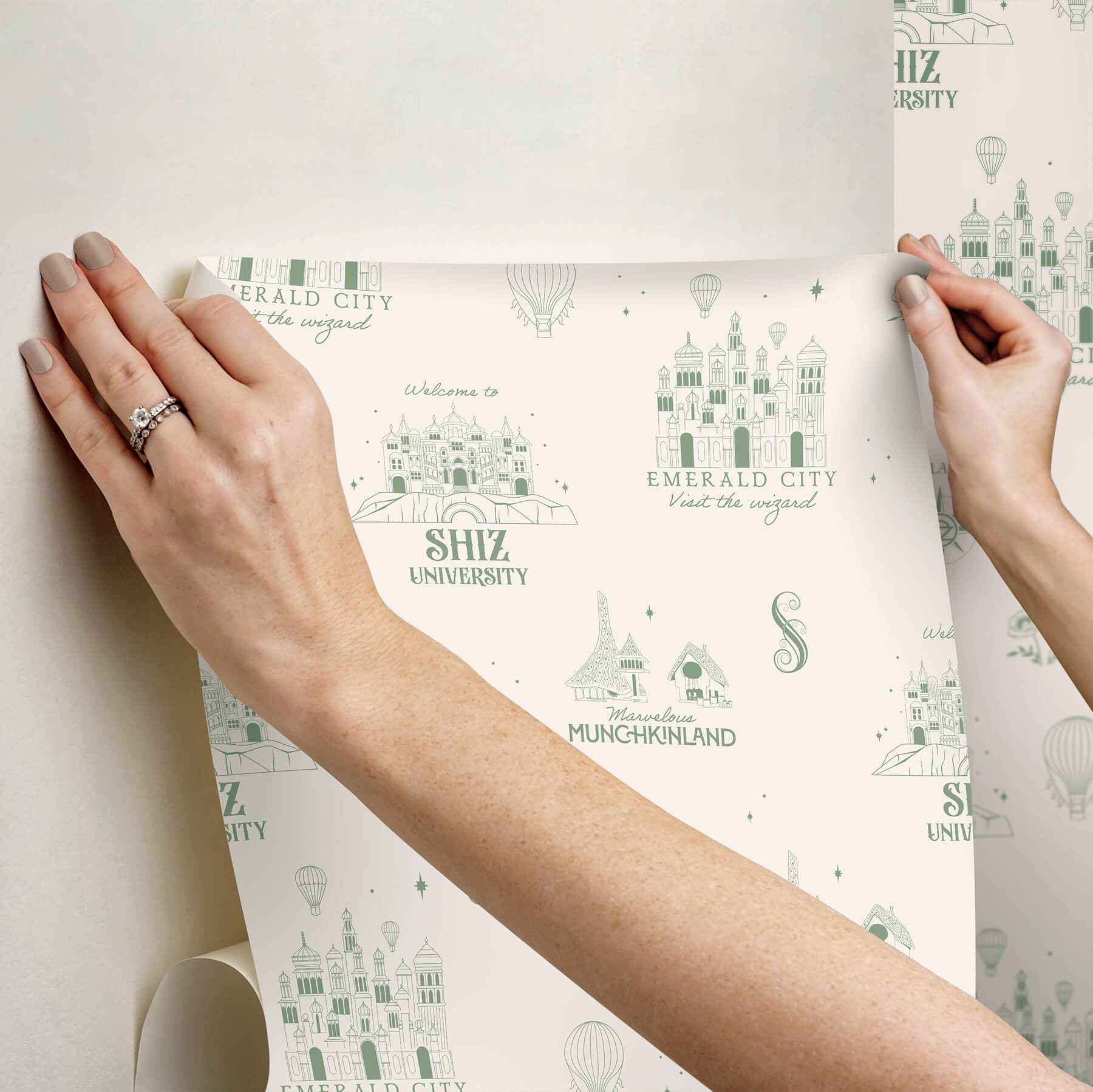 Wicked Land of Oz Green Peel and Stick Wallpaper - York Wallcoverings - RMWS1308 - York Wallcoverings Wallpaper