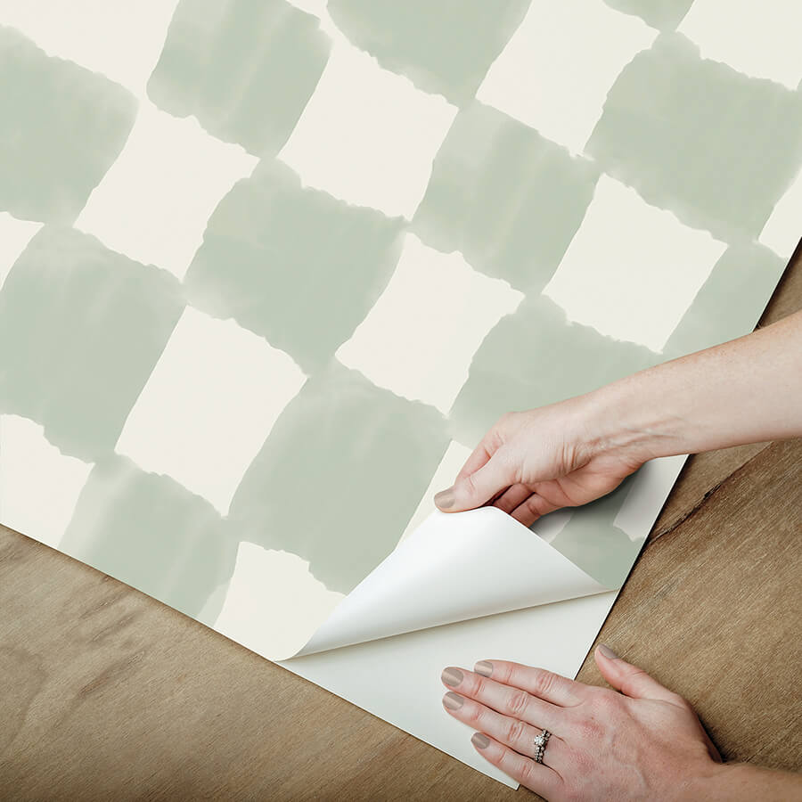 mr-kate-tess-watercolor-checker-sage-green-peel-and-stick-wallpaper-york-wallcoverings-rmws1316 - York Wallcoverings Wallpaper