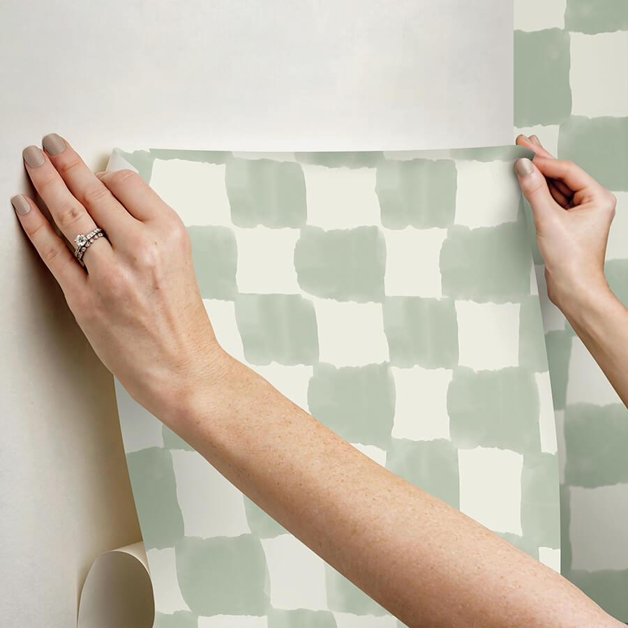 mr-kate-tess-watercolor-checker-sage-green-peel-and-stick-wallpaper-york-wallcoverings-rmws1316 - York Wallcoverings Wallpaper