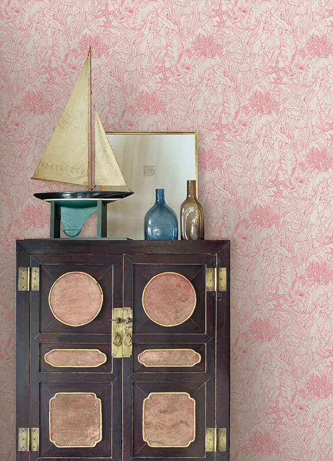 Under the Sea Coral Peel and Stick Wallpaper - York Wallcoverings - NUS6496 - York Wallcoverings Wallpaper