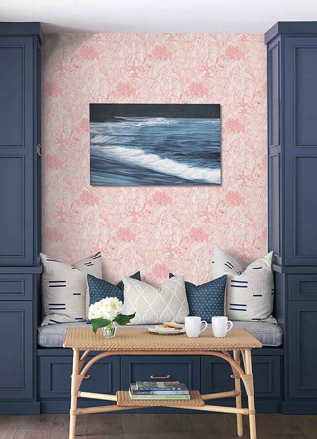 Under the Sea Coral Peel and Stick Wallpaper - York Wallcoverings - NUS6496 - York Wallcoverings Wallpaper