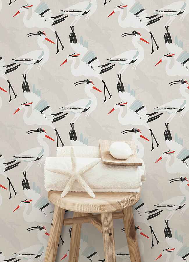 Coastal Wings Tan Peel and Stick Wallpaper - York Wallcoverings - NUS6500 - York Wallcoverings Wallpaper