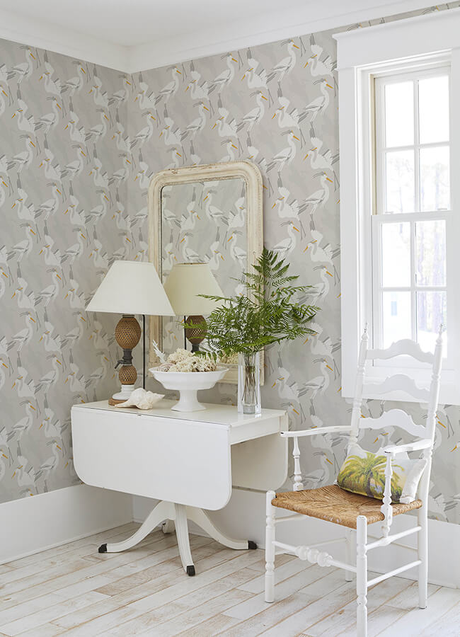 coastal-wings-taupe-peel-and-stick-wallpaper-york-wallcoverings-nus6502 - York Wallcoverings Wallpaper