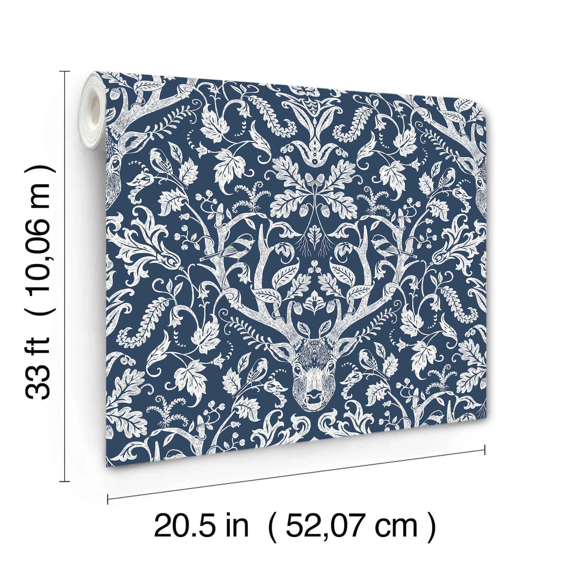 Kiwassa Navy Antler Damask Wallpaper - York Wallcoverings - 4169-12703 - York Wallcoverings Wallpaper