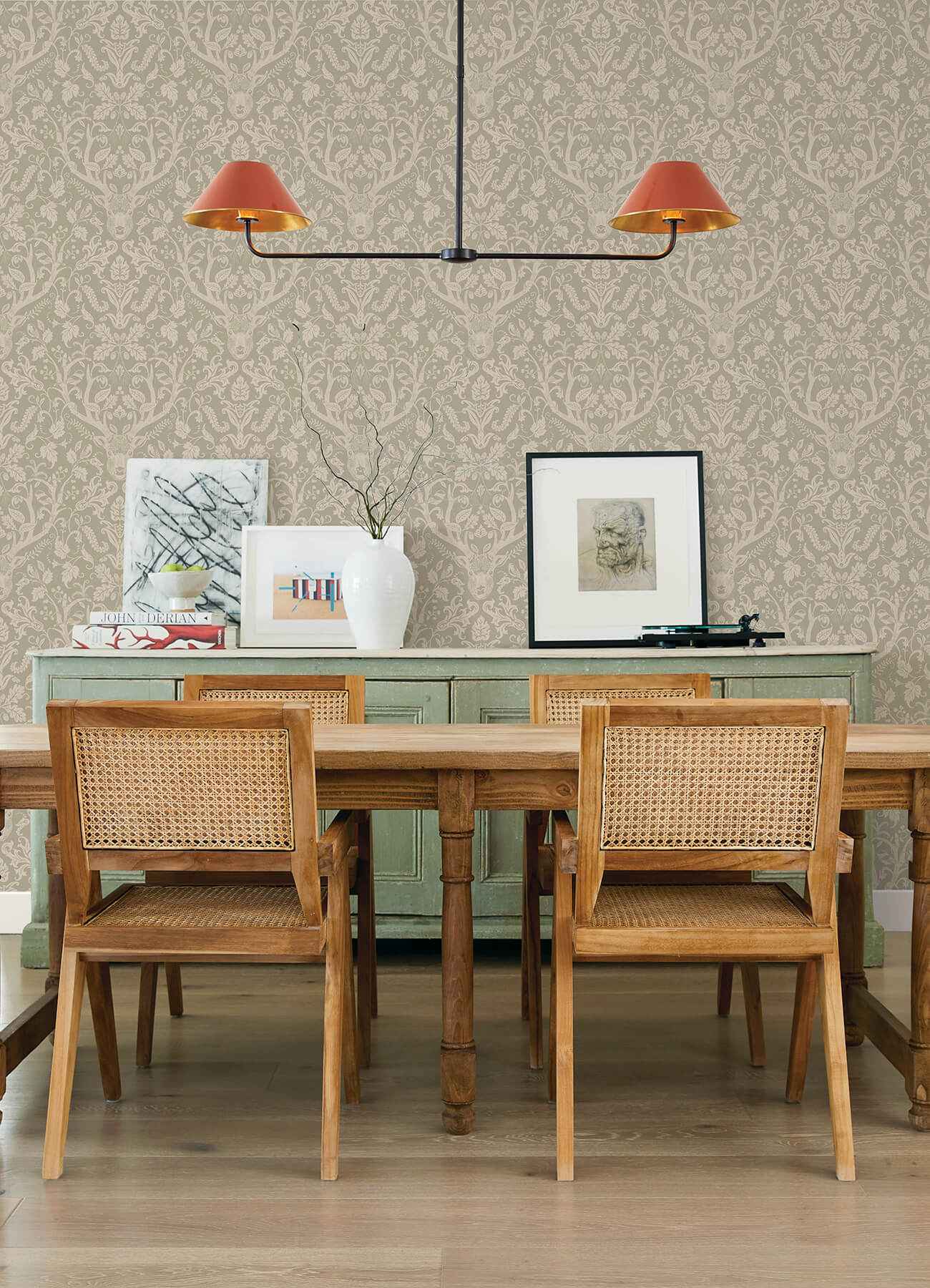Kiwassa Sage Antler Damask Wallpaper - York Wallcoverings - 4169-12706 - York Wallcoverings Wallpaper