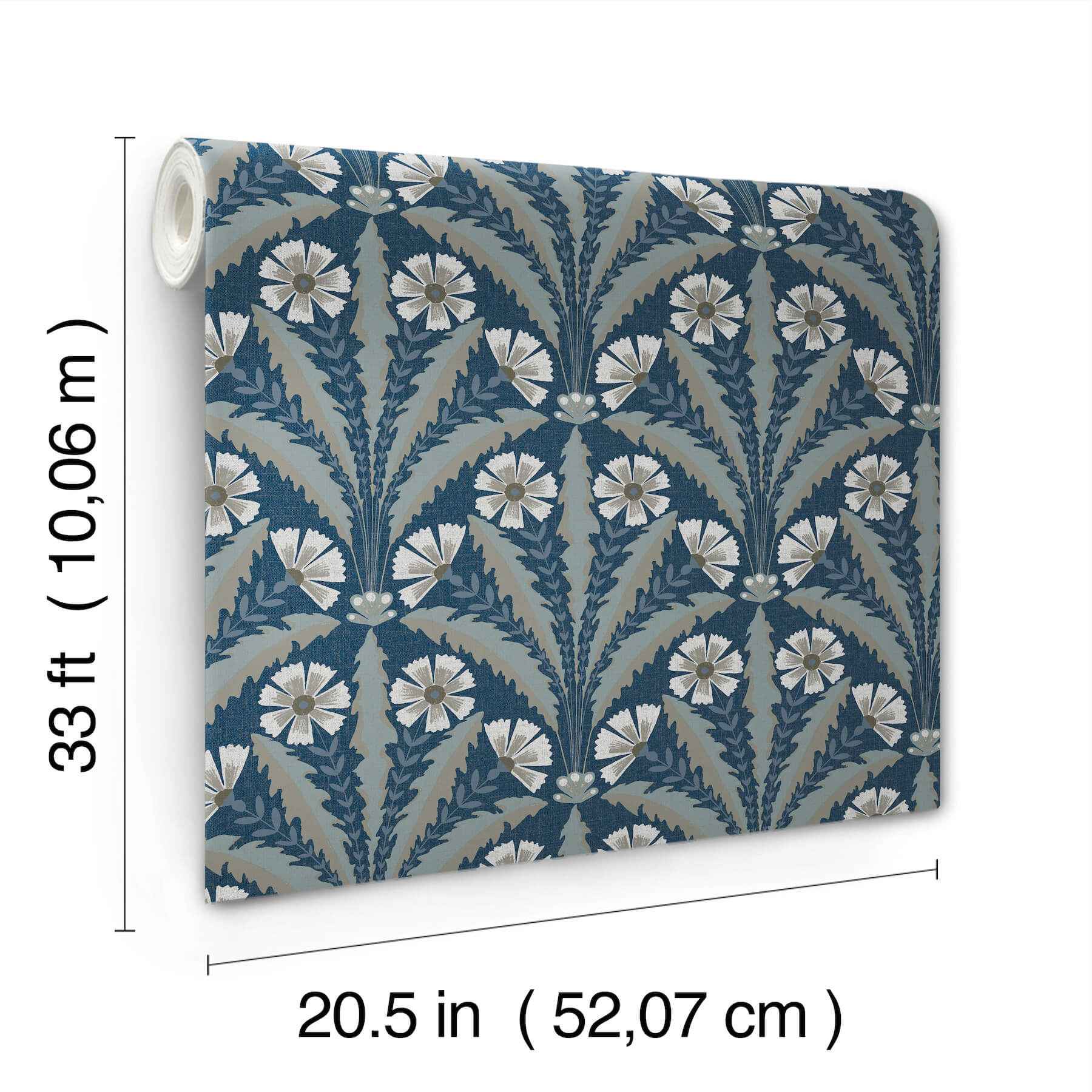 Tap Root Dark Blue Floral Damask Wallpaper - York Wallcoverings - 4169-27600 - York Wallcoverings Wallpaper