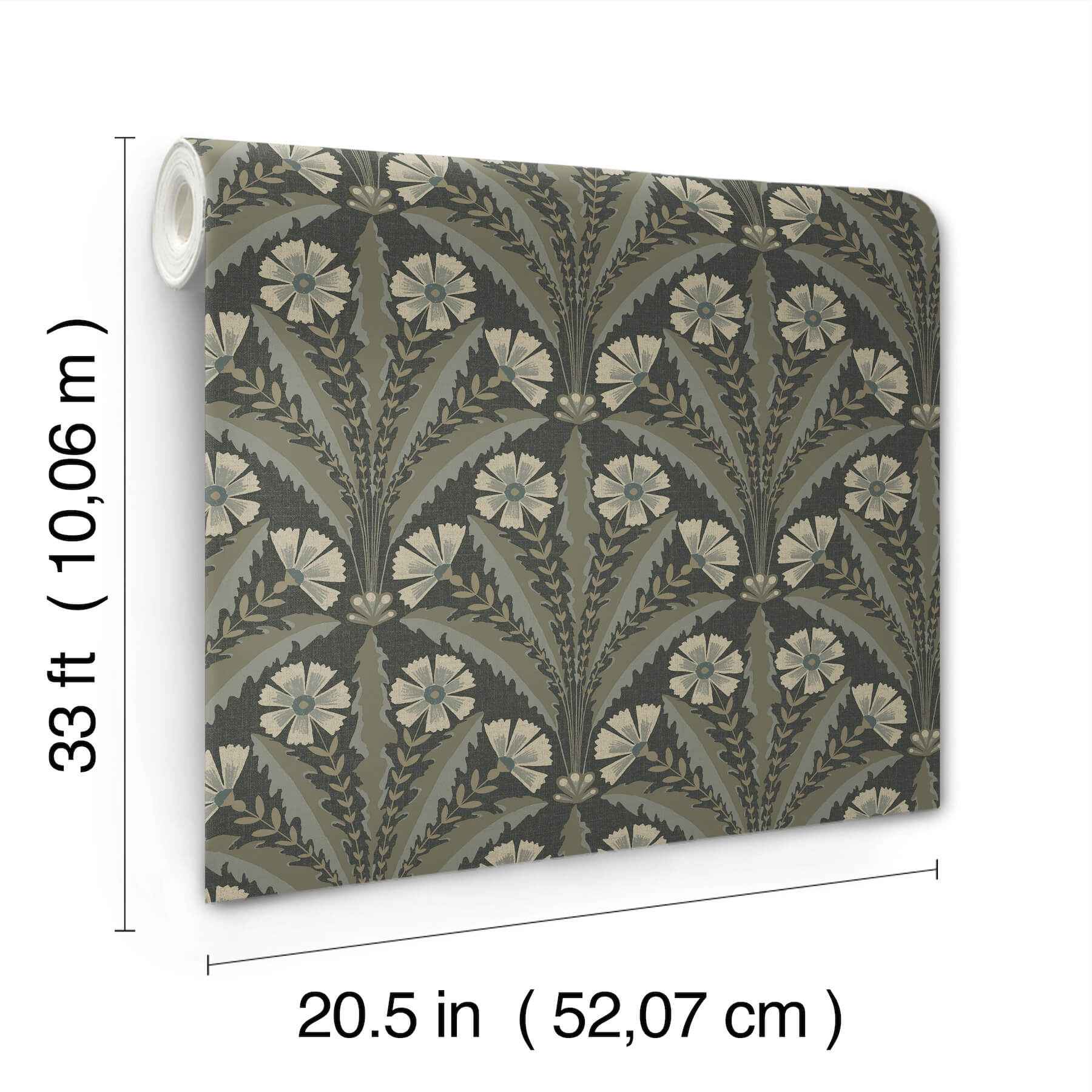 Tap Root Charcoal Floral Damask Wallpaper - York Wallcoverings - 4169-27601 - York Wallcoverings Wallpaper