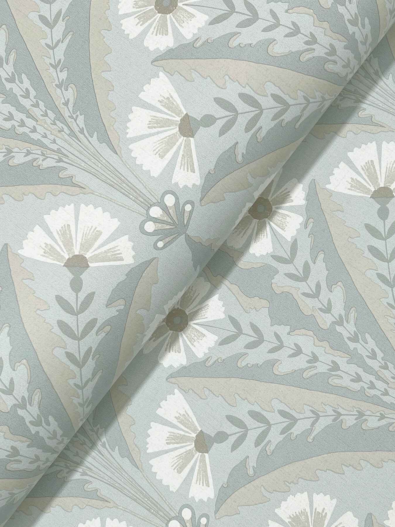 Tap Root Light Blue Floral Damask Wallpaper - York Wallcoverings - 4169-27602 - York Wallcoverings Wallpaper